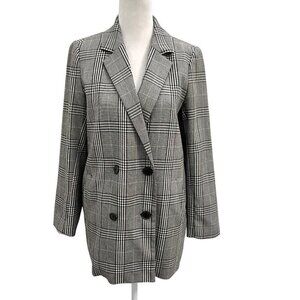 Madewell Plaid Double-Breasted Blazer Jacket Pockets Dark Academia size XS